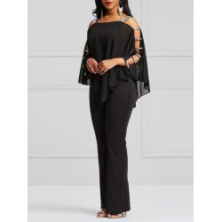 Asymmetric Hollow Batwing Sleeve Women's Jumpsuits
