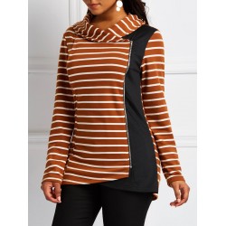 Zipper Long Sleeve Heap Collar Spring T-Shirt