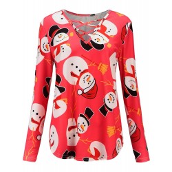 Western  Print Round Neck Loose T-shirt