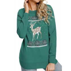 New Christmas Element Print Round Neck Sweater Hoodie