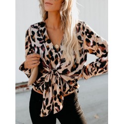 V-Neck Regular Print Long Sleeve Standard Blouse