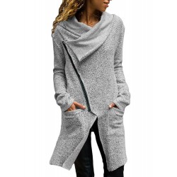 New Loose Long Sleeved Asymmetric Zipper Jacket
