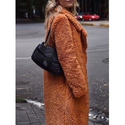 Fashion Lapel Pocket Long Sleeve Long Overcoat
