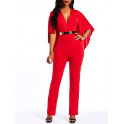 Casual Full Length Plain High-Waist Slim Jumpsuits