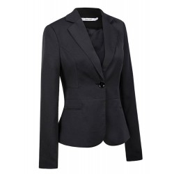 Women's OL Style Pure Color Long Sleeve Blazer